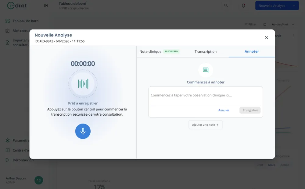 i-diXit new analysis screen with secure recording and annotation
